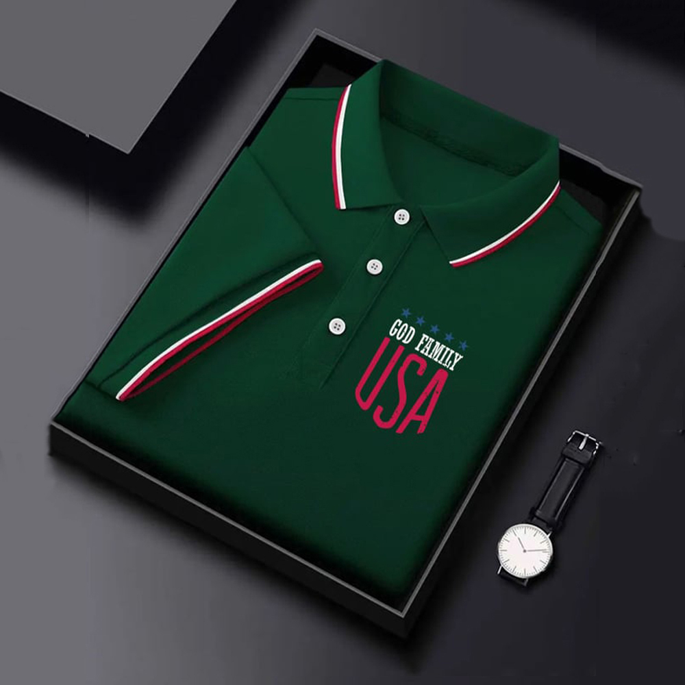 Men's Independence Day Lettering Polo Shirt