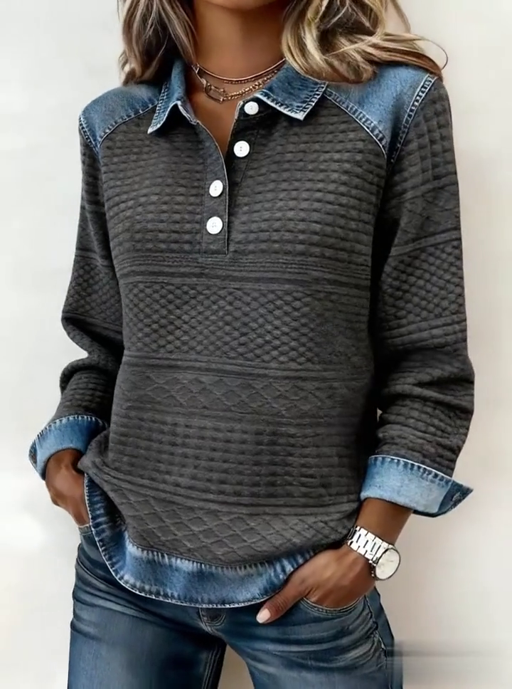 Women'S Casual Printed Patchwork Pullover Sweatshirt