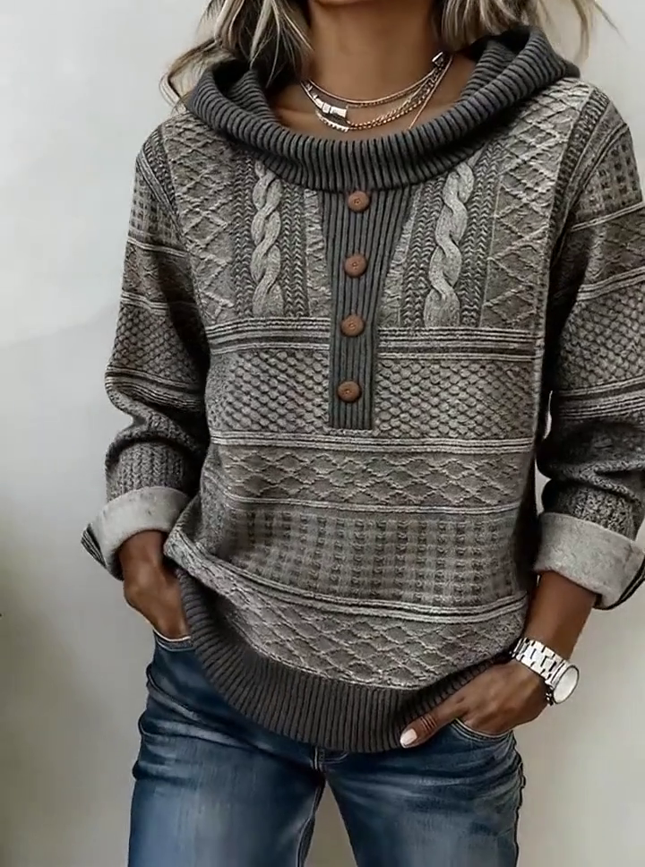 Women'S Casual Color-Blocked Print Pullover Top