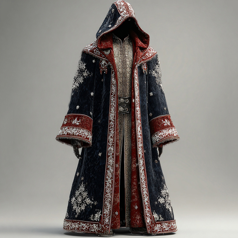 Men's Christmas Snowflake Contrast Retro Hooded Cloak