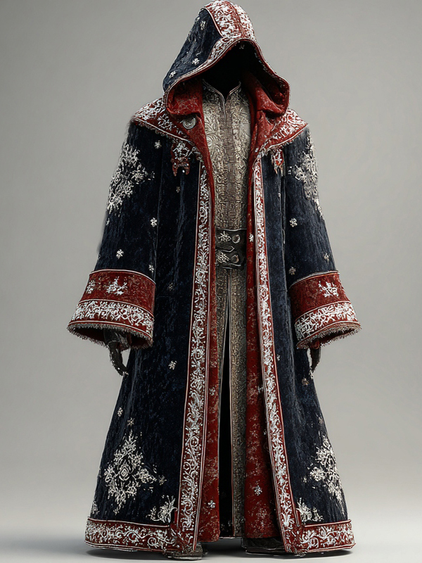 Men's Christmas Snowflake Contrast Retro Hooded Cloak