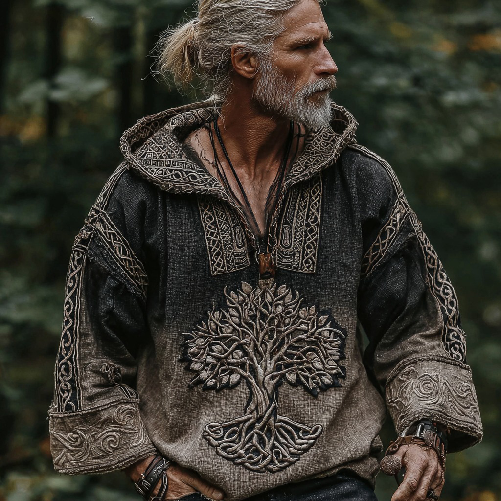 Men's Viking Nordic Life Of Tree Gradient Bohemian Hoodie