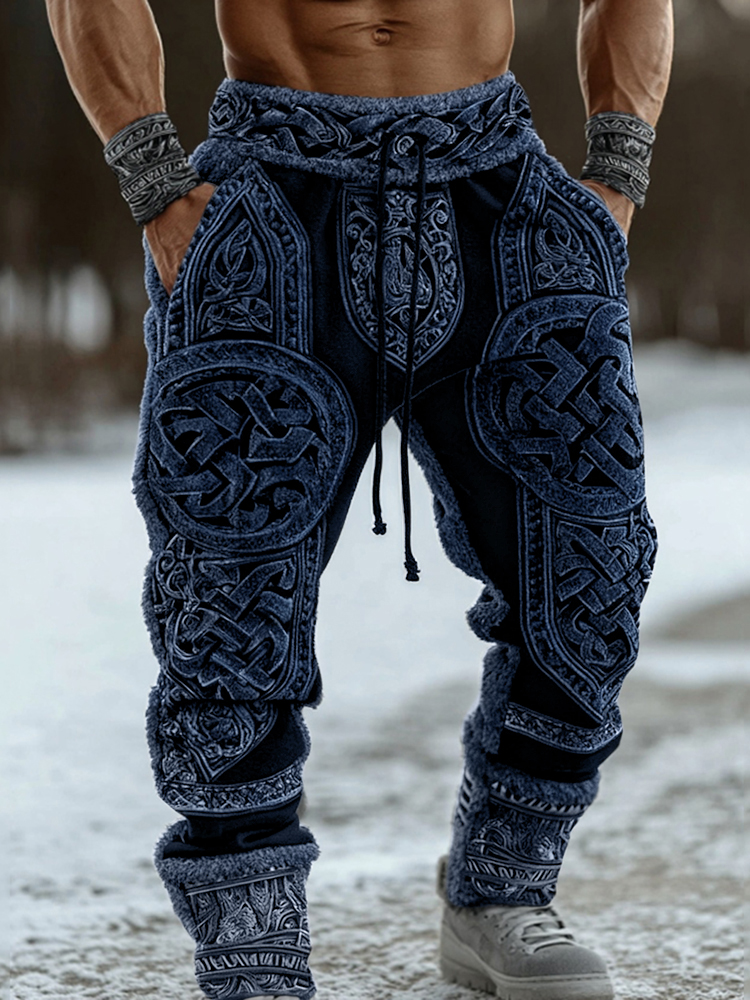 Men's Viking Celtic Knot Pattern Printed Cozy Knit Pants
