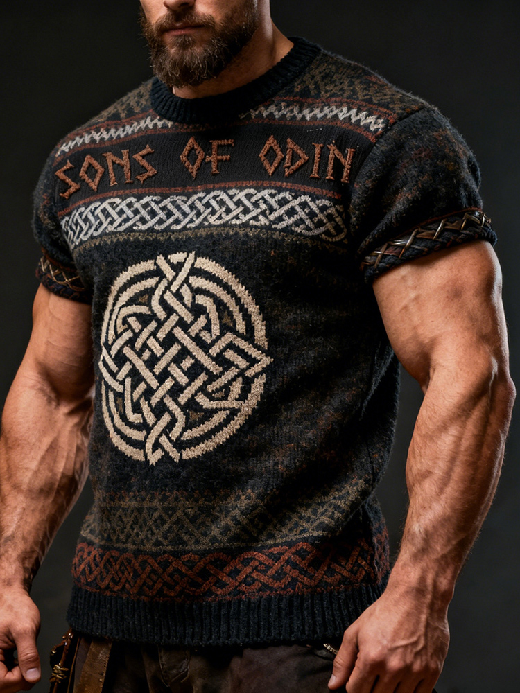 Men's Sons Of Odin Viking Warrior Shot Sleeve Knit Shirt