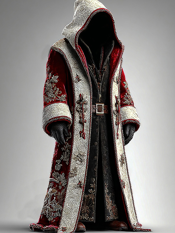 Men's Christmas Contrasting Retro Hooded Cloak