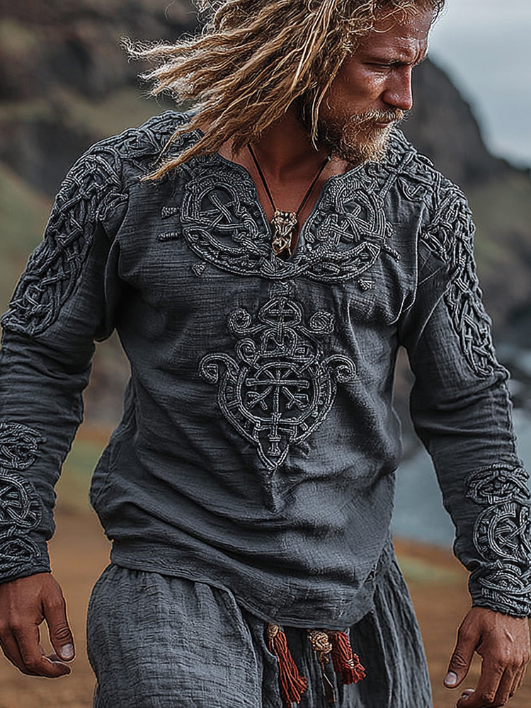 Men's Viking Celtic Knot Vegvisir V-neck Shirt
