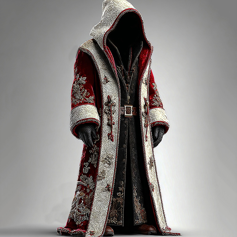 Men's Christmas Contrasting Retro Hooded Cloak
