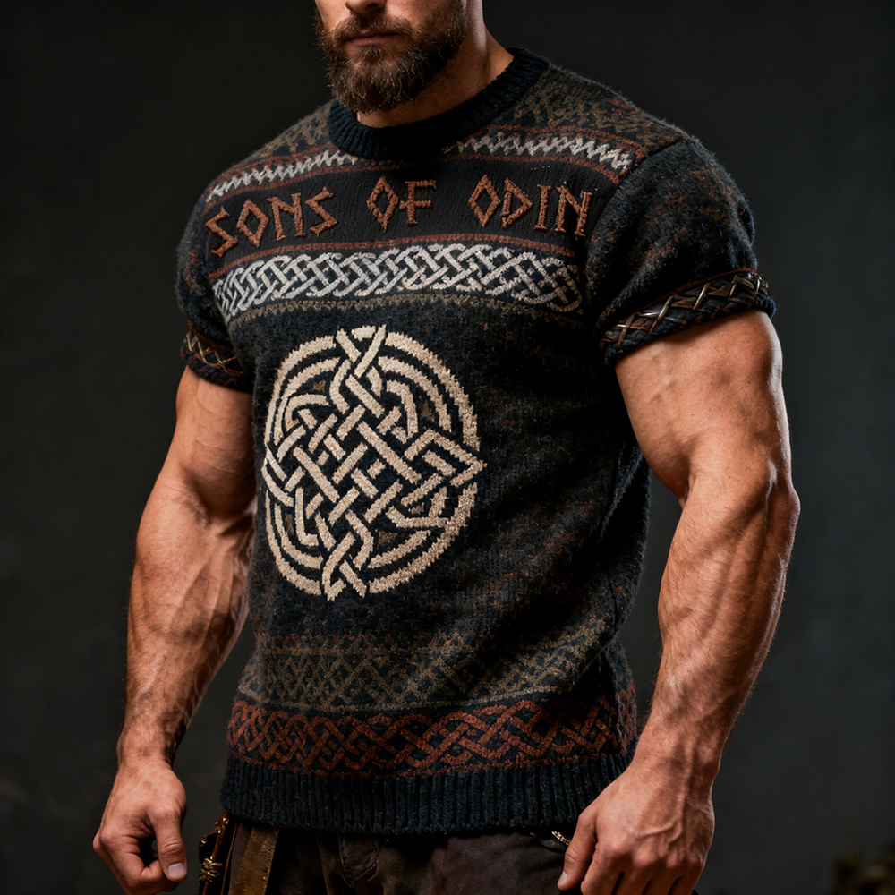 Men's Sons Of Odin Viking Warrior Shot Sleeve Knit Shirt