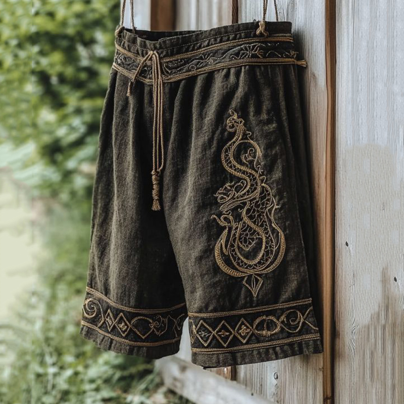 Vintage Celtic Knot Dragon Totem Line Shorts