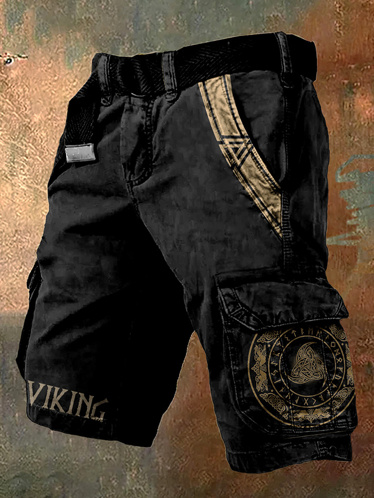 Vintage Viking Totem Graphics Men's Cargo Shorts