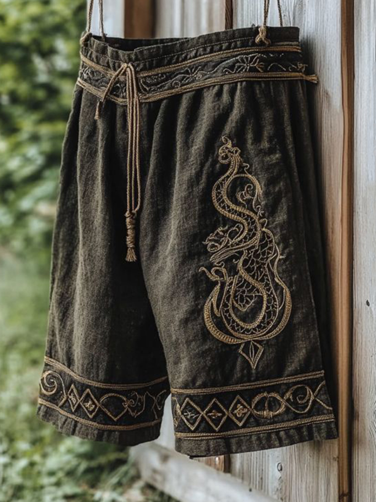 Vintage Celtic Knot Dragon Totem Line Shorts