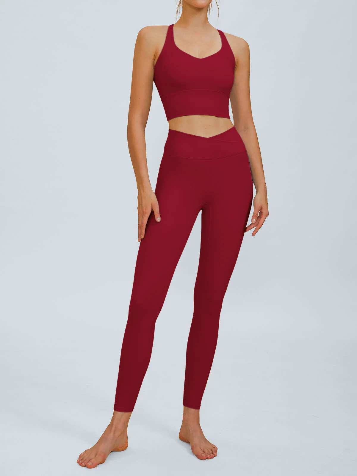Wine Red X Cross Sports Bra-Light Support
