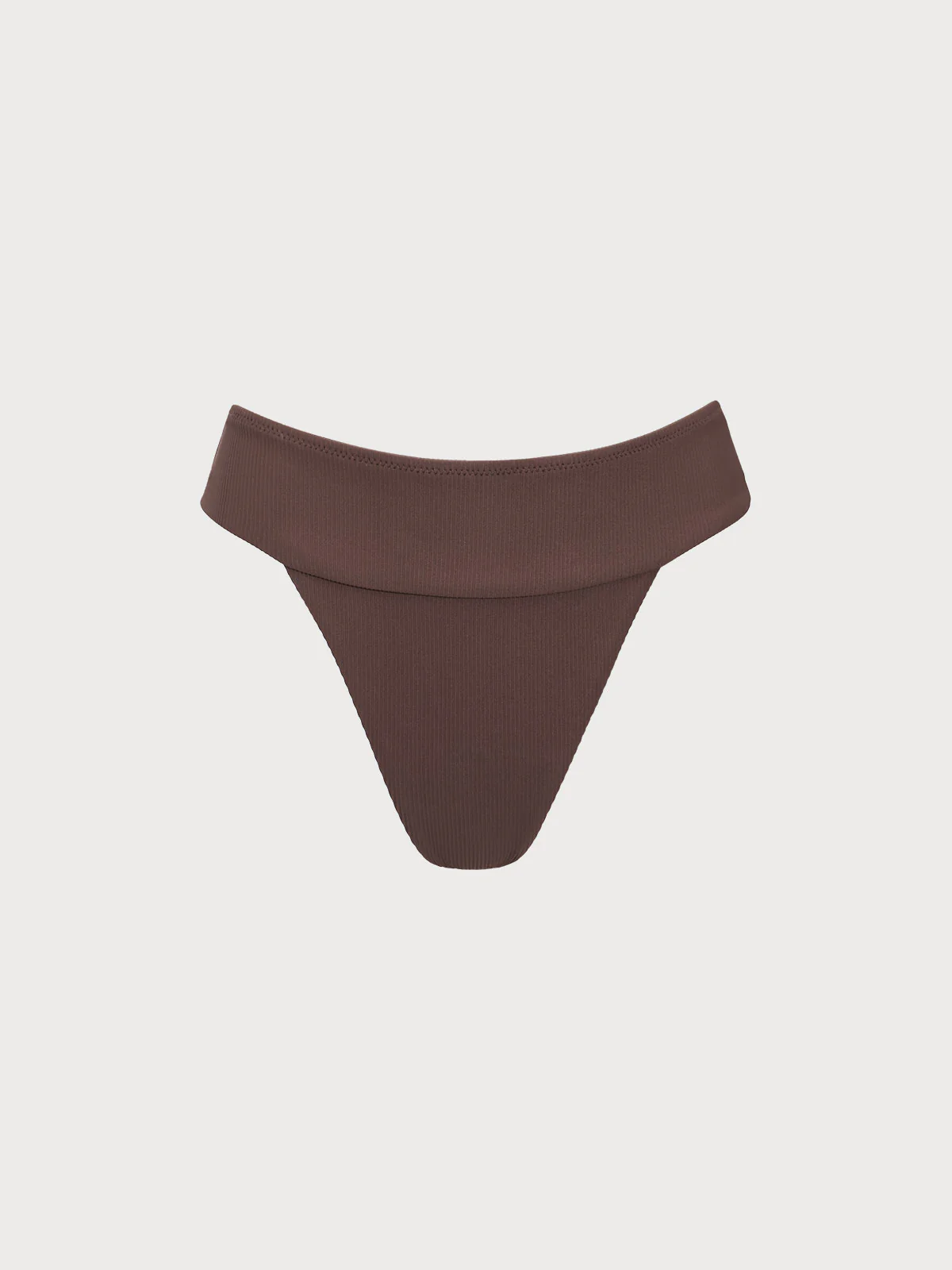 Dark Coffee Ribbed High Cut Bikini Bottom