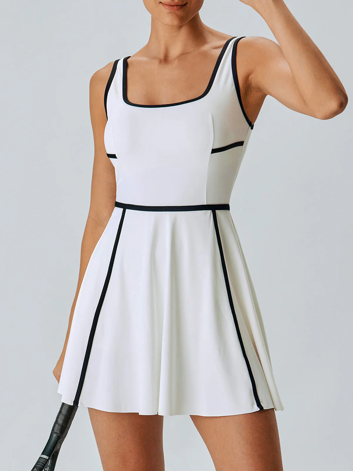 White Contrast Trim Tennis Dress