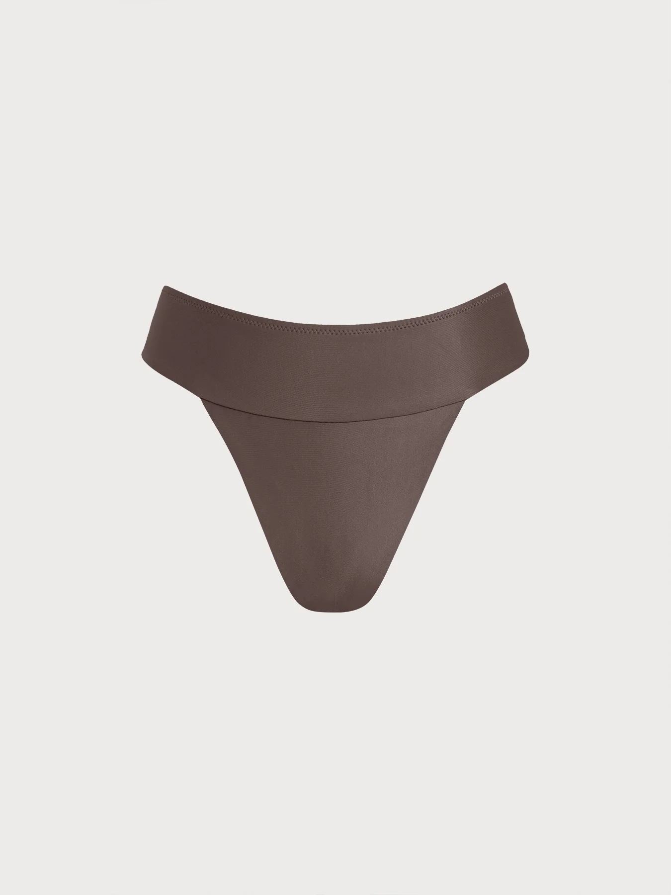 ECONYL® Dark Coffee Wide Waistband Bikini Bottom