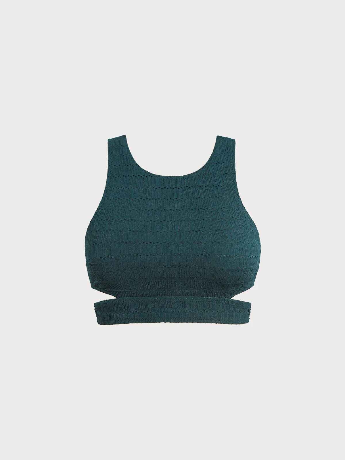 Dark Green Textured Cutout Surf Top