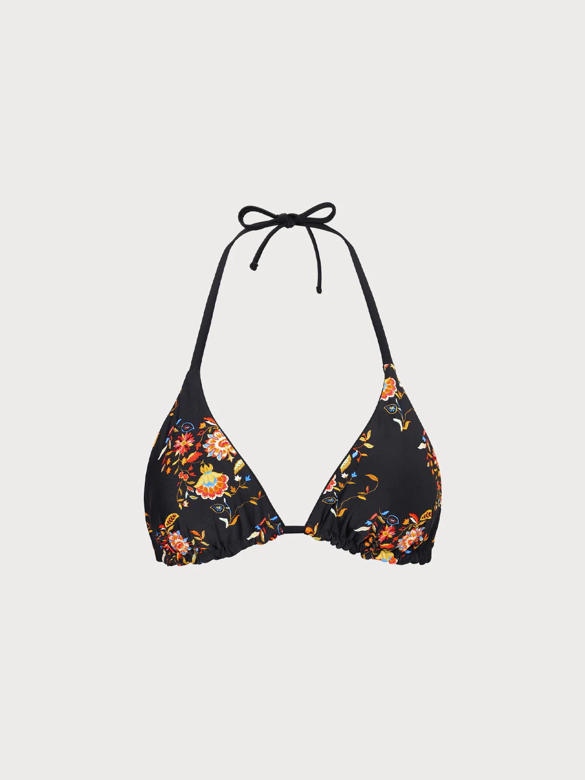 Black Reversible Floral Halter Bikini Top