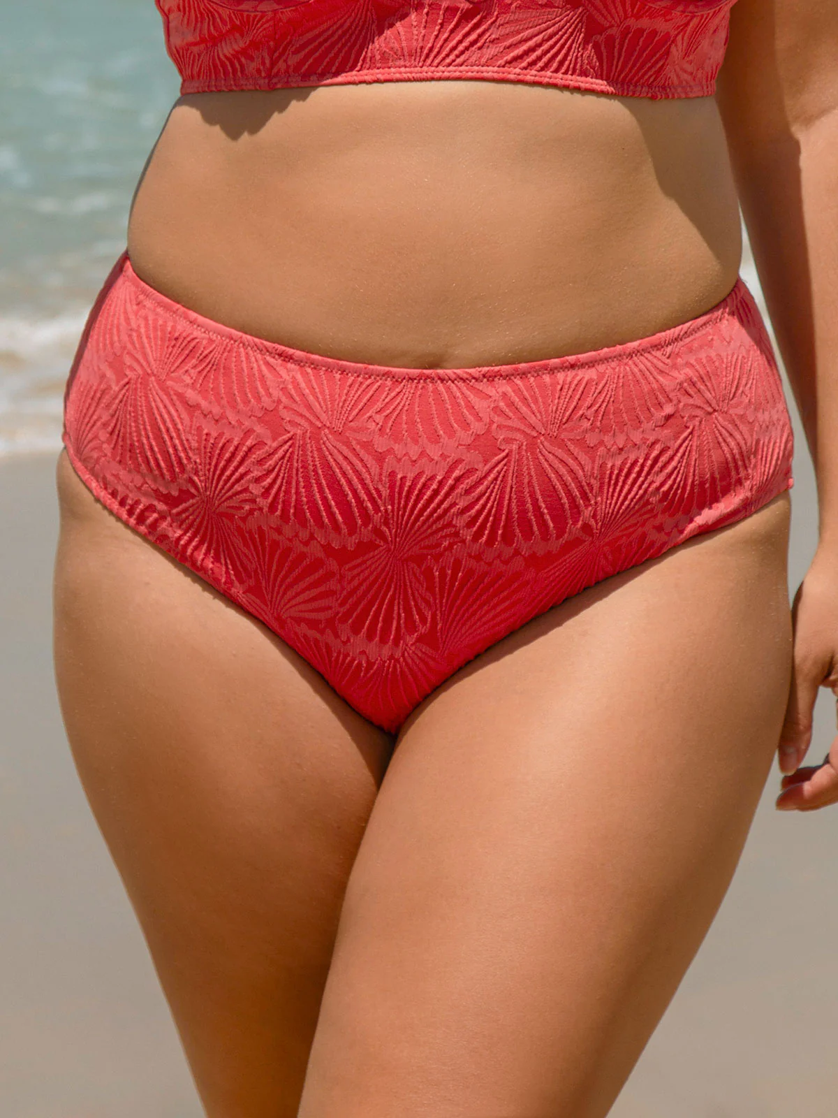 Red Jacquard Plus Size Bikini Bottom