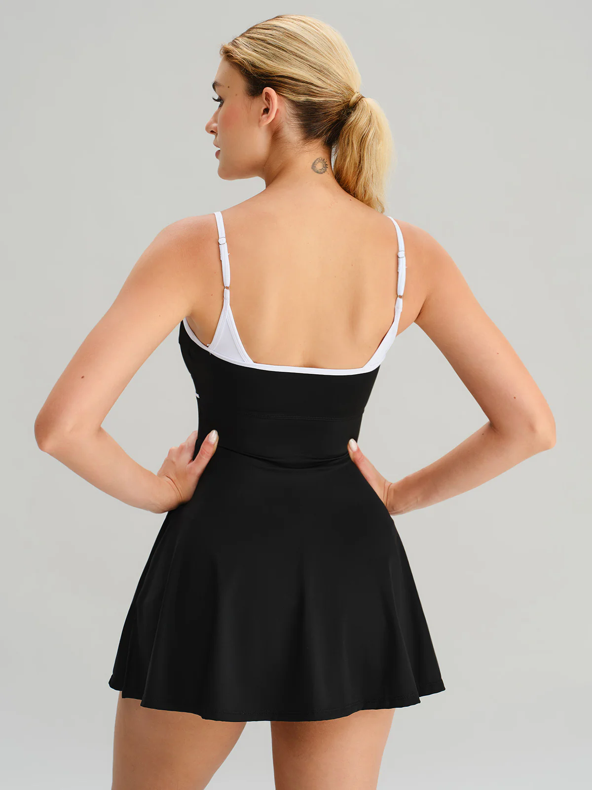 Black Contrast A-Line Sports Dress