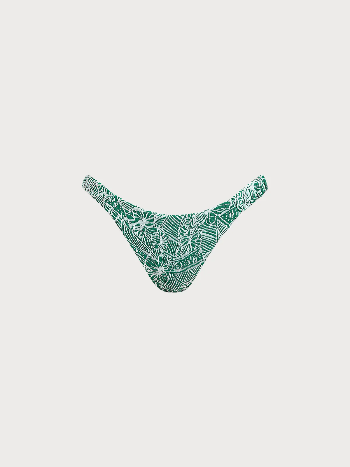 Green Textured Elastic Bikini Bottom