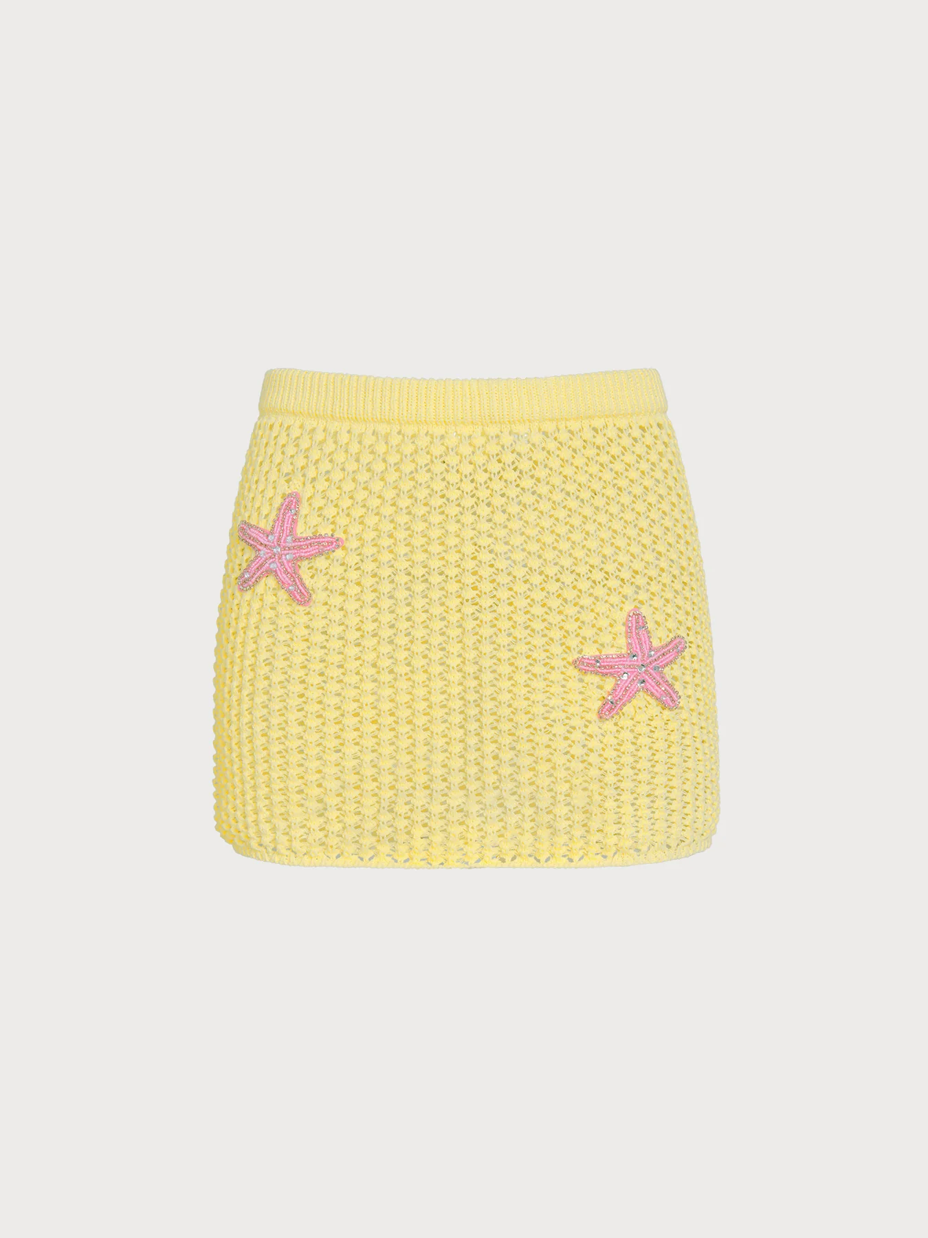 Yellow Starfish Crochet Cover Up Skirt