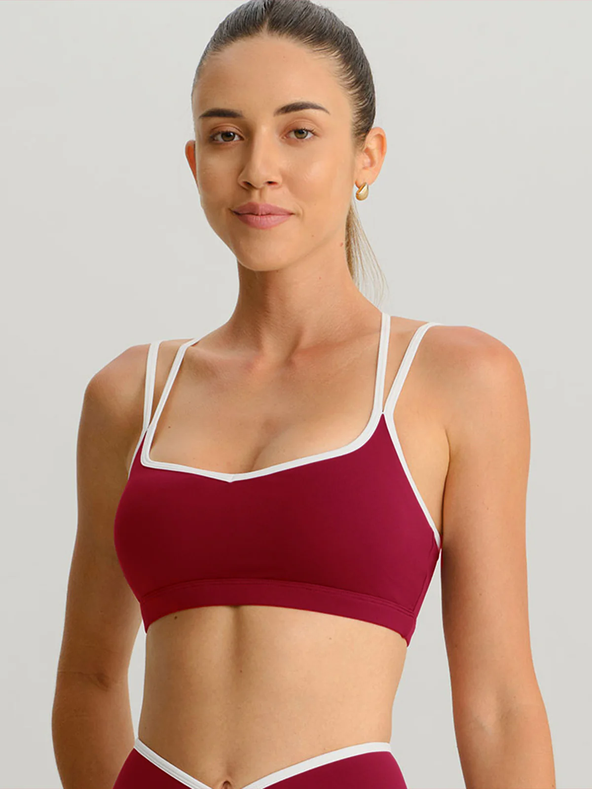 Wine Red X Cross Sports Bra - Light Support