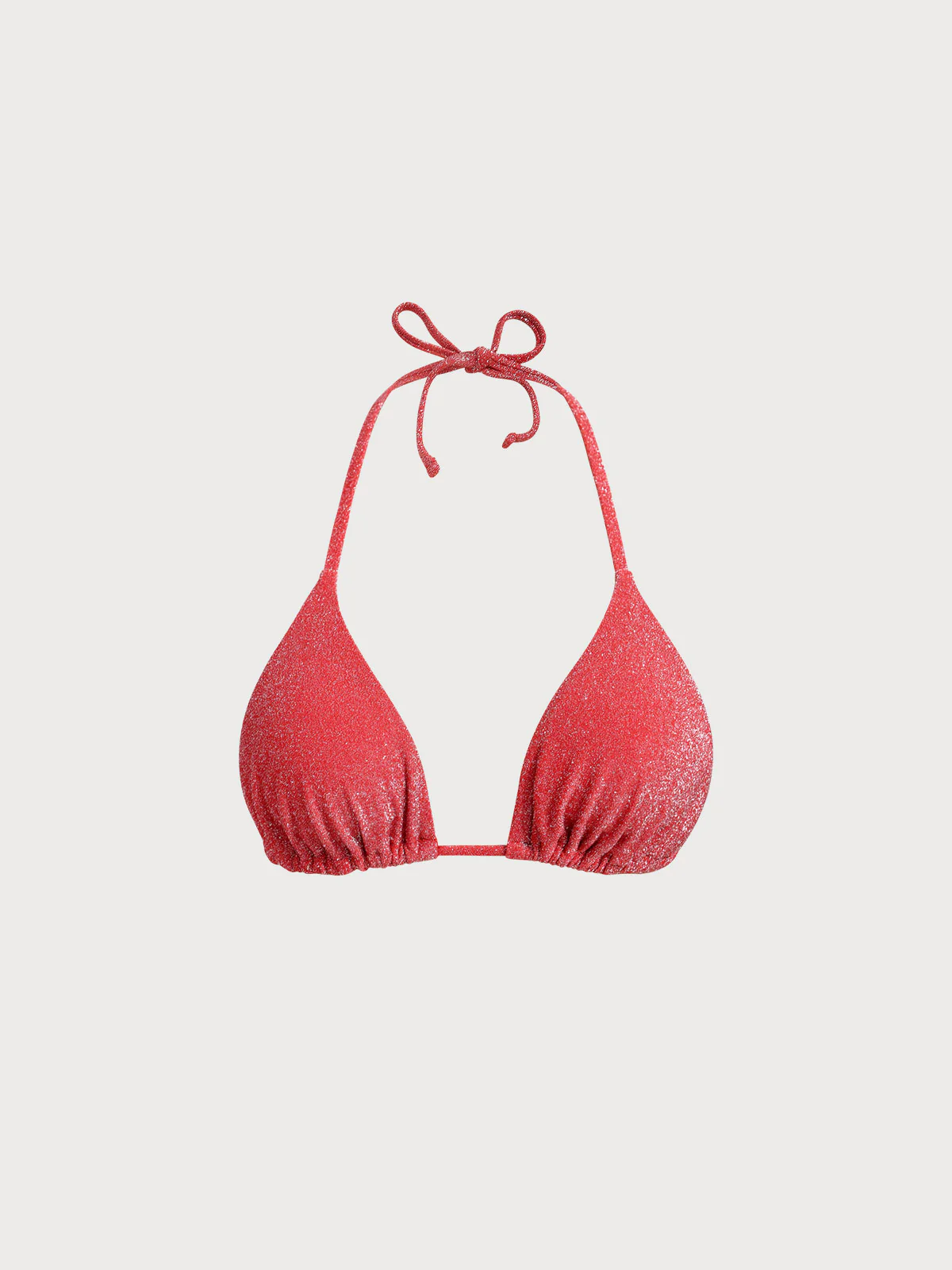 Red Lurex Halter Triangle Bikini Top