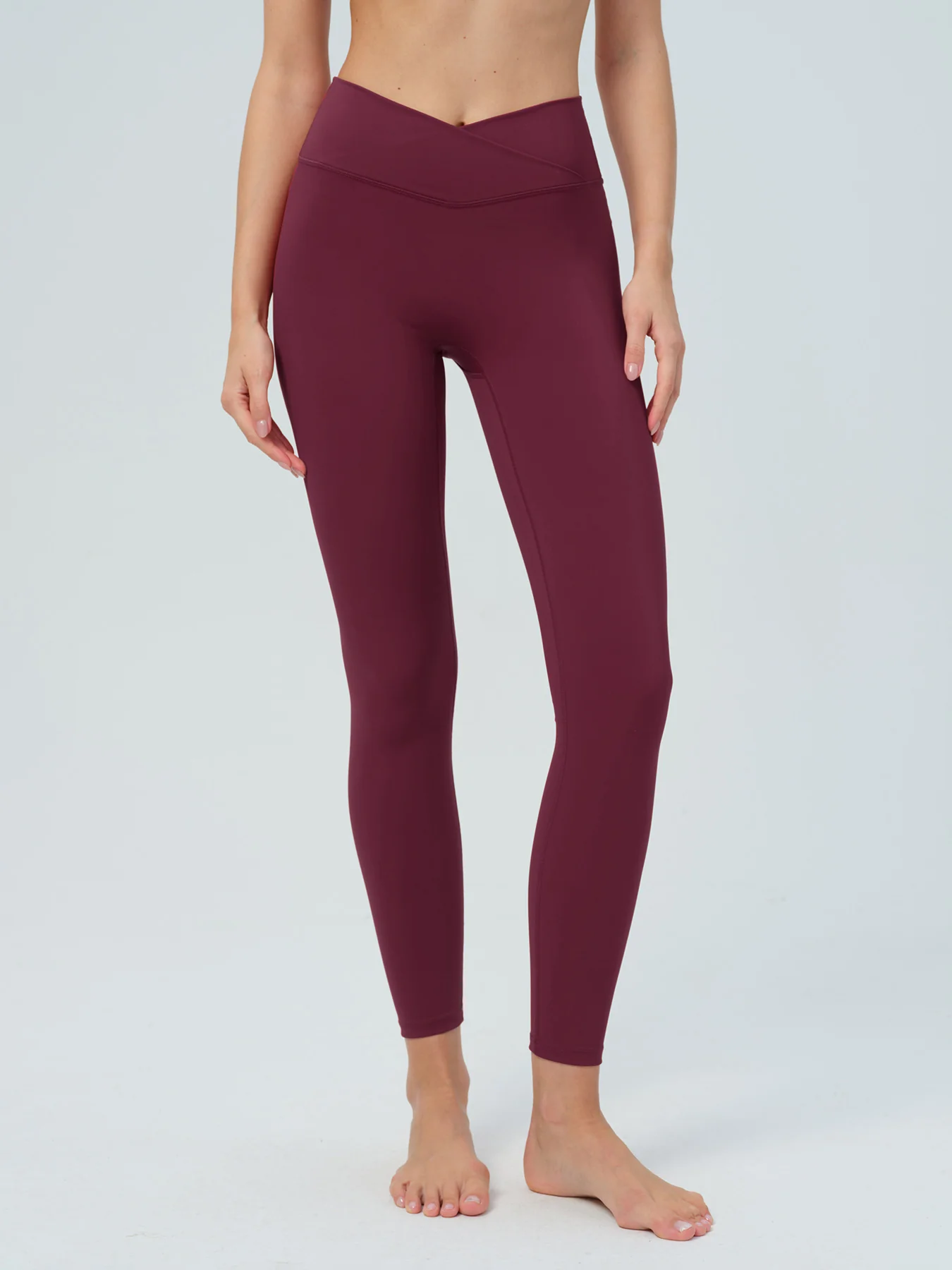 Burgundy Cross-Waist Leggings 28