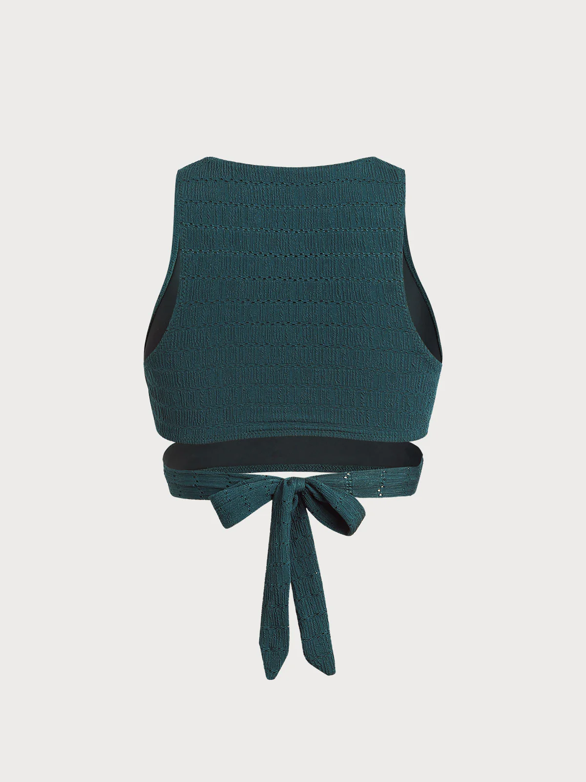 Dark Green Textured Cutout Surf Top