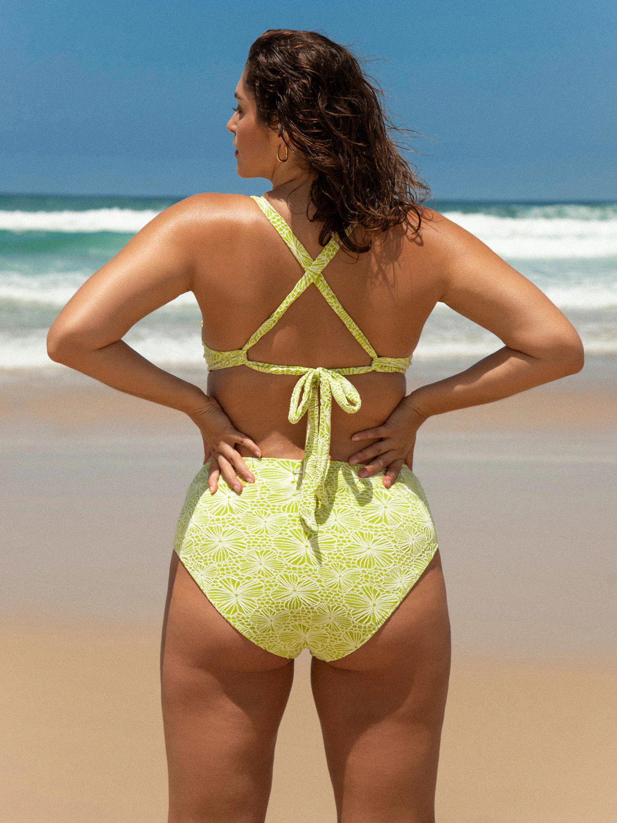 Light Green Jacquard Plus Size Bikini Bottom