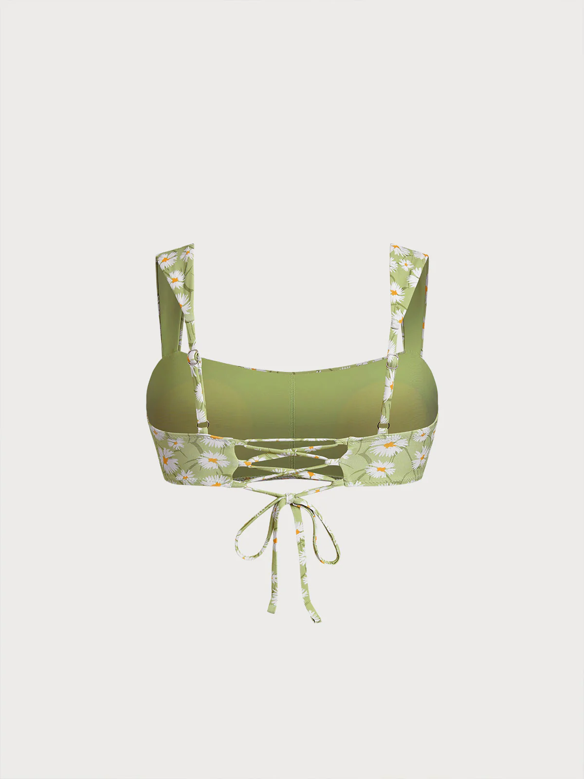 Grass Green Floral Print Surfing Top