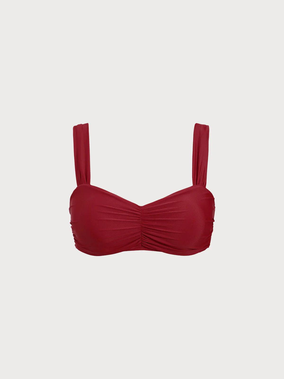 Red Ruched Plus Size Bikini Top