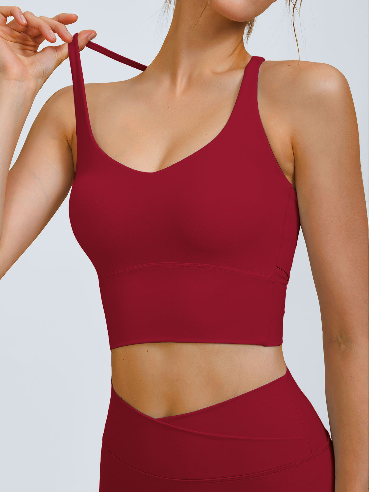 Wine Red X Cross Sports Bra-Light Support