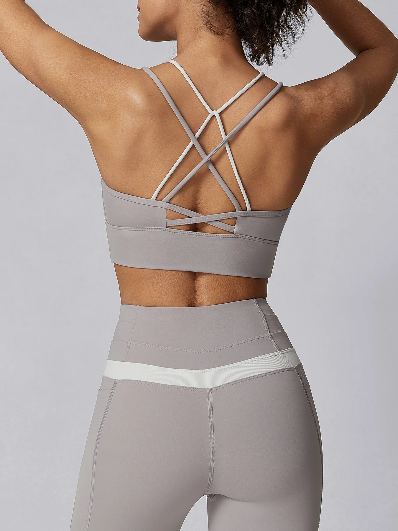 Grey Contrast X Cross Sports Bra - Light Support