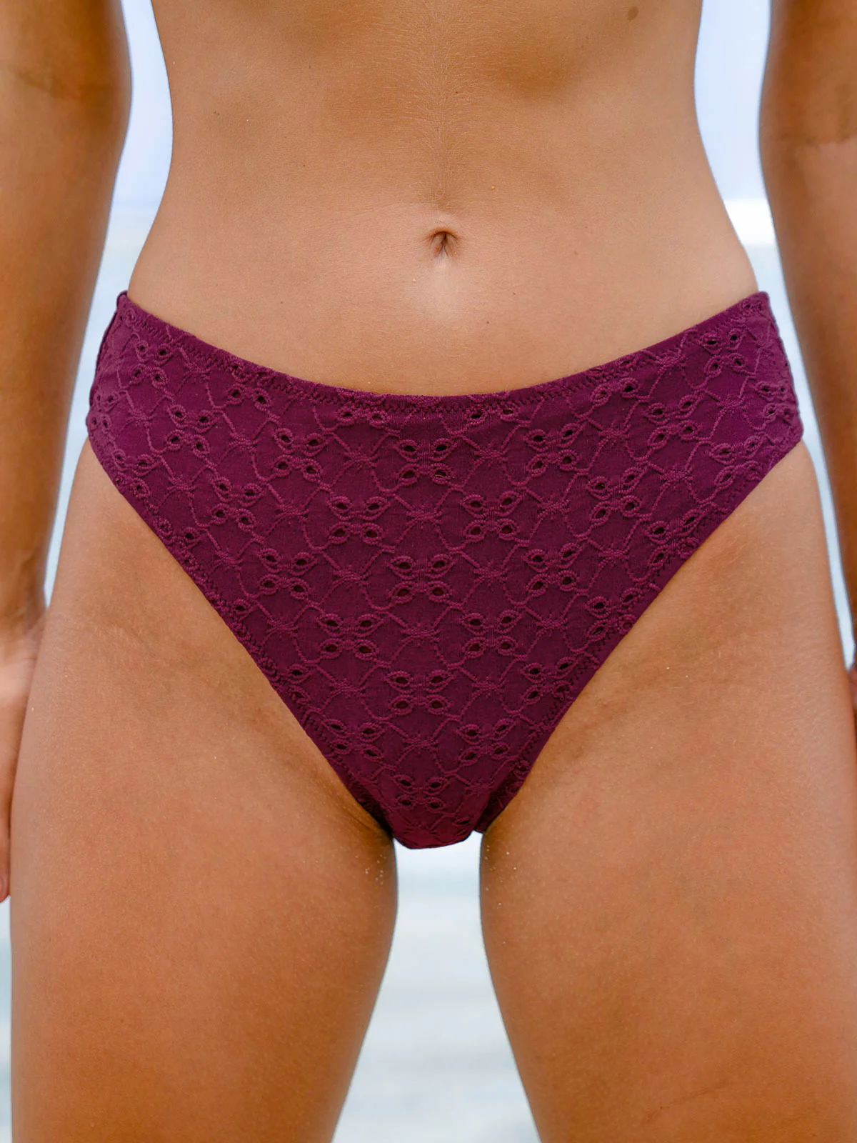 Burgundy Textured Tankini Bottom