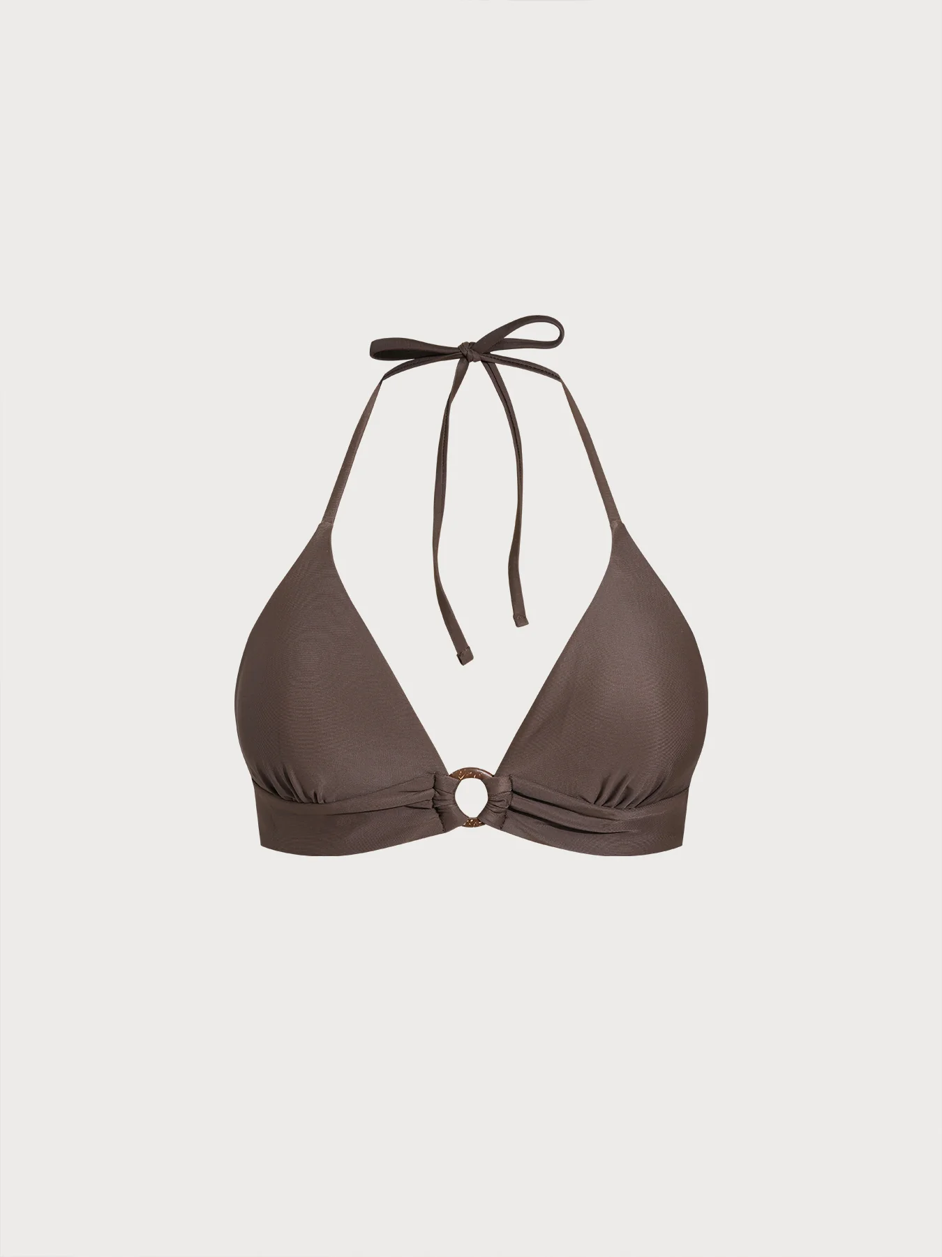 ECONYL® Dark Coffee O-Ring Halter Bikini Top