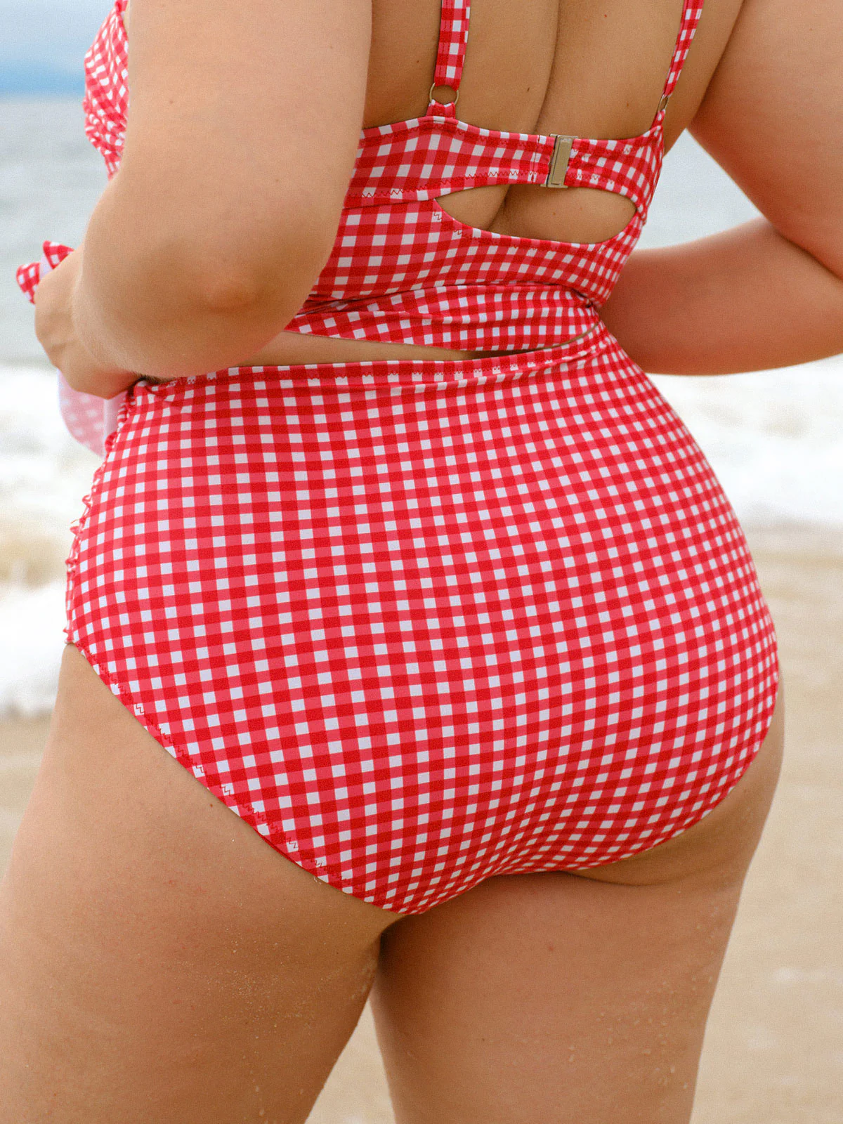 Red Plaid Plus Size Tankini Bottom