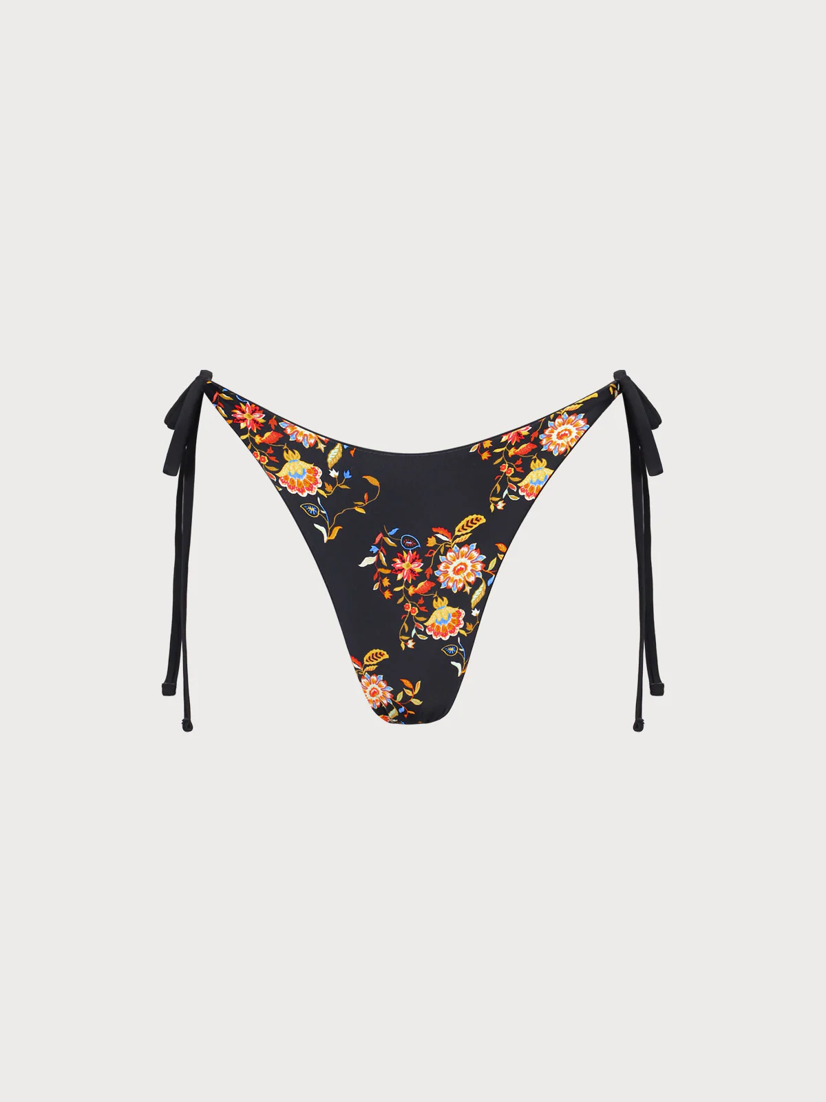 Black Reversible Floral Tie Bikini Bottom
