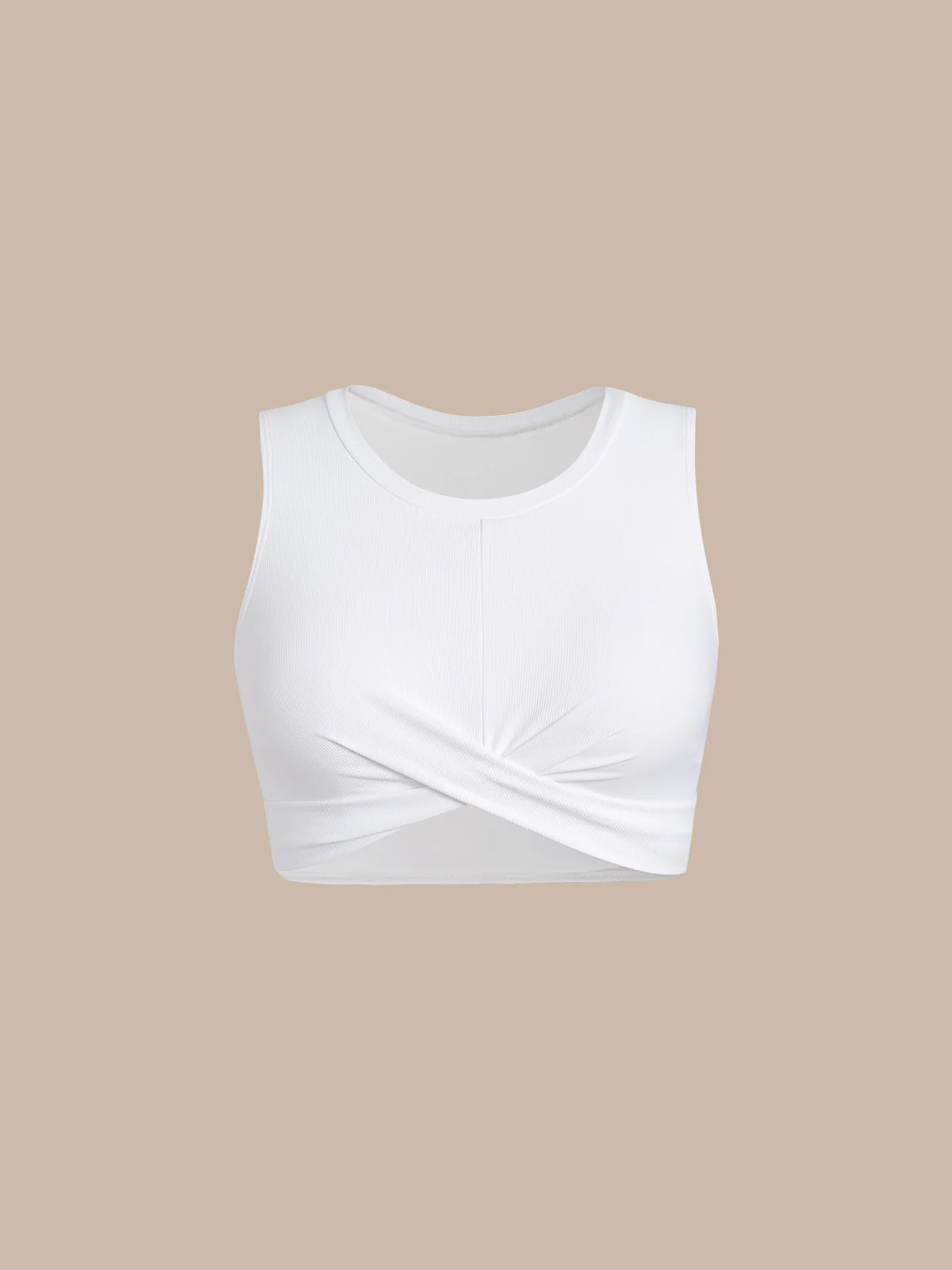White Round Neck Twist Surf Top