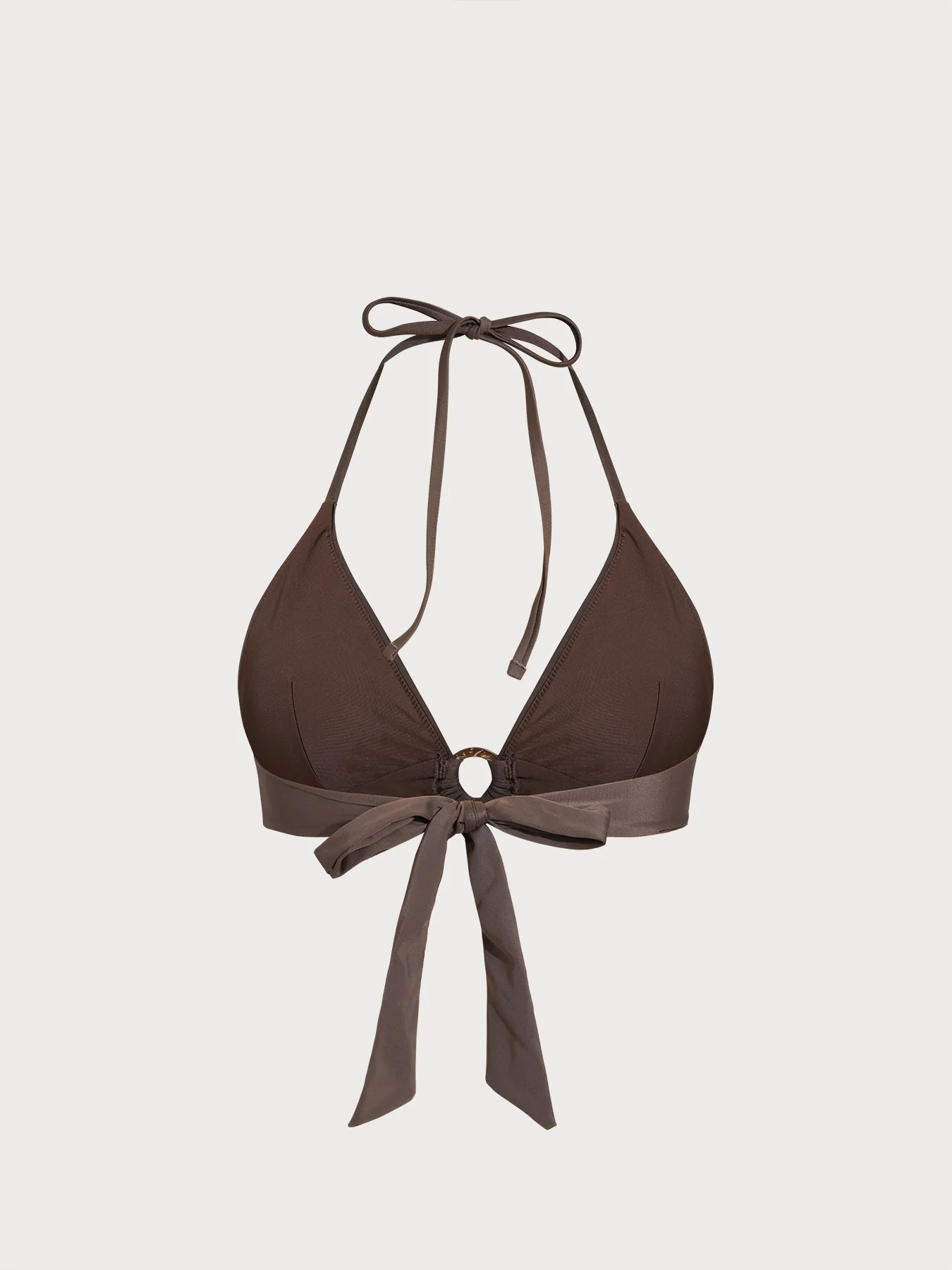ECONYL® Dark Coffee O-Ring Halter Bikini Top