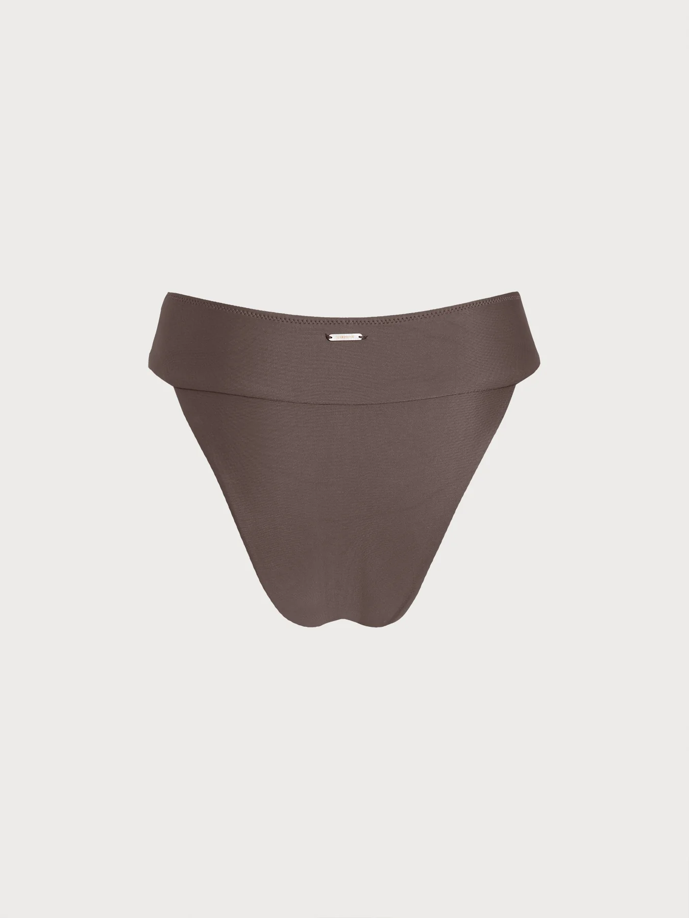 ECONYL® Dark Coffee Wide Waistband Bikini Bottom