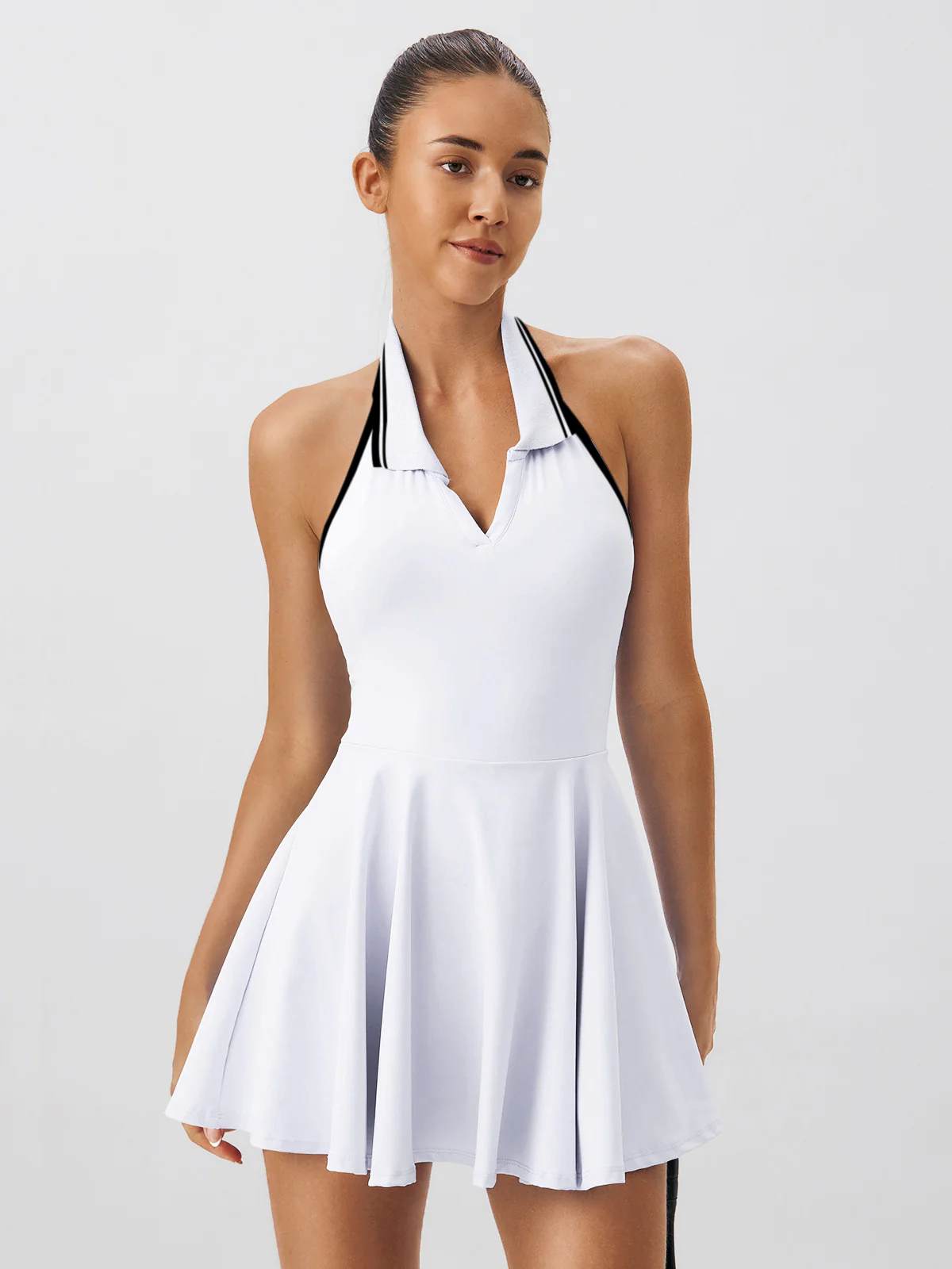 White Collar Backless Tennis Dress - Light Support