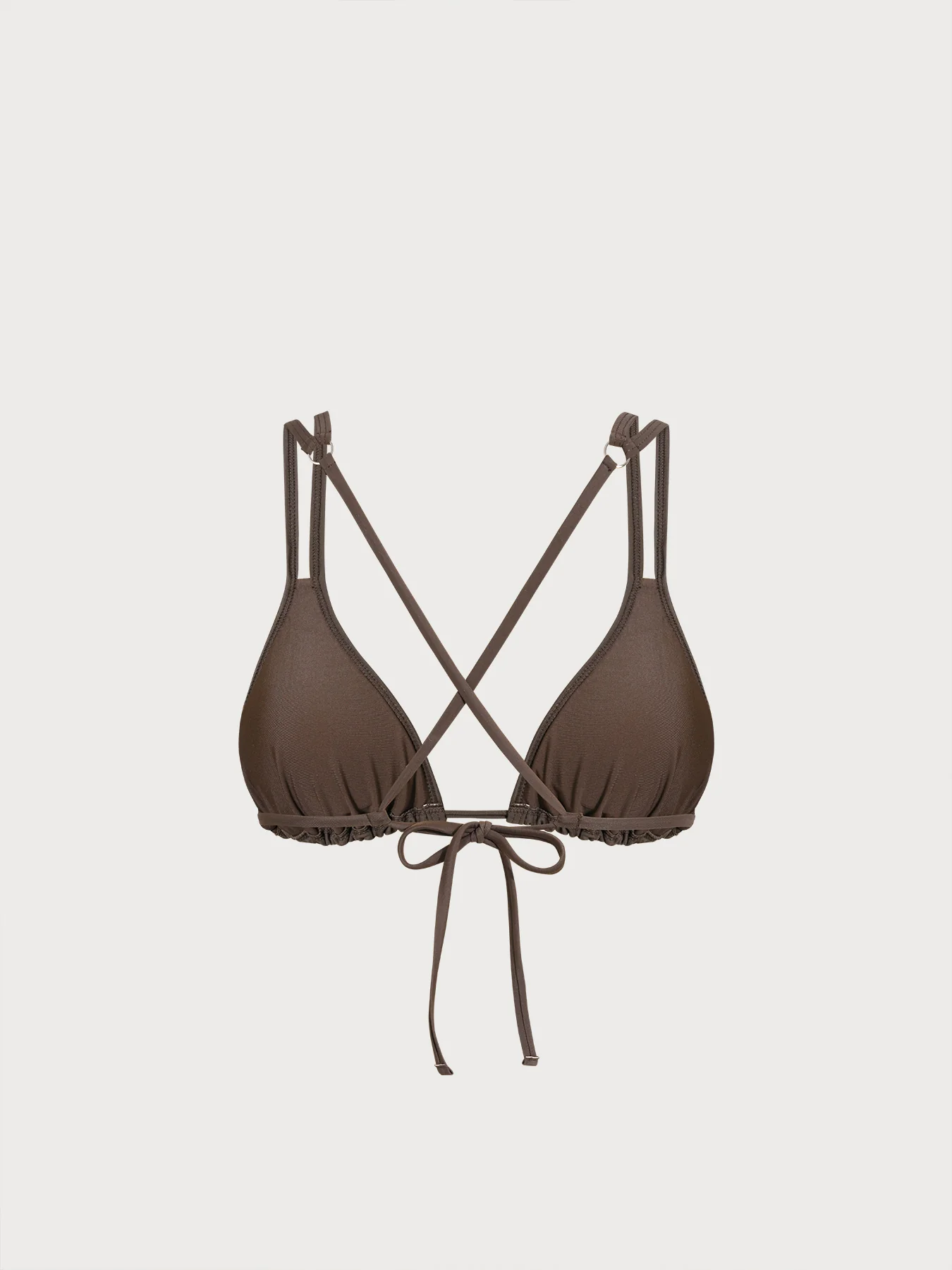 ECONYL® Dark Coffee Strappy Bikini Top