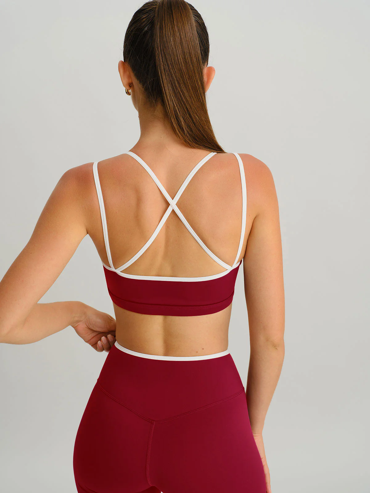 Wine Red X Cross Sports Bra - Light Support