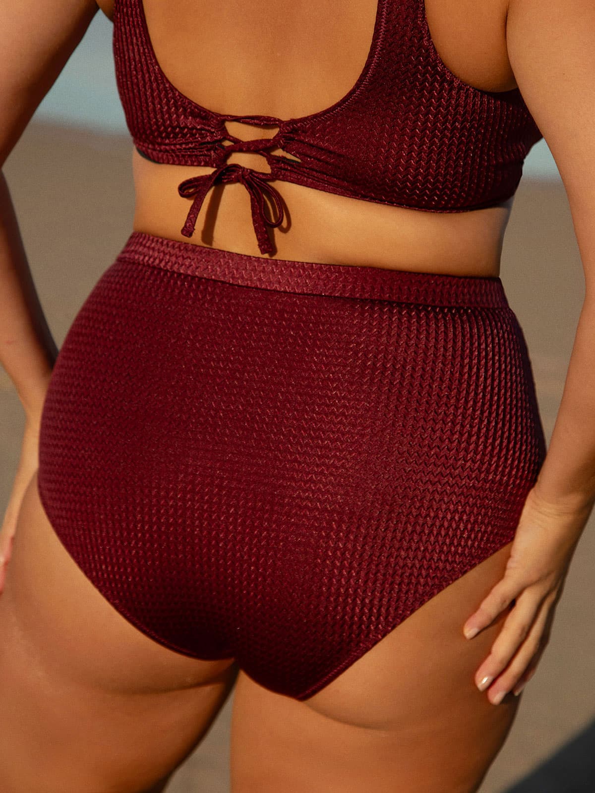 Jacquard Ruched Plus Size Bikini Bottom