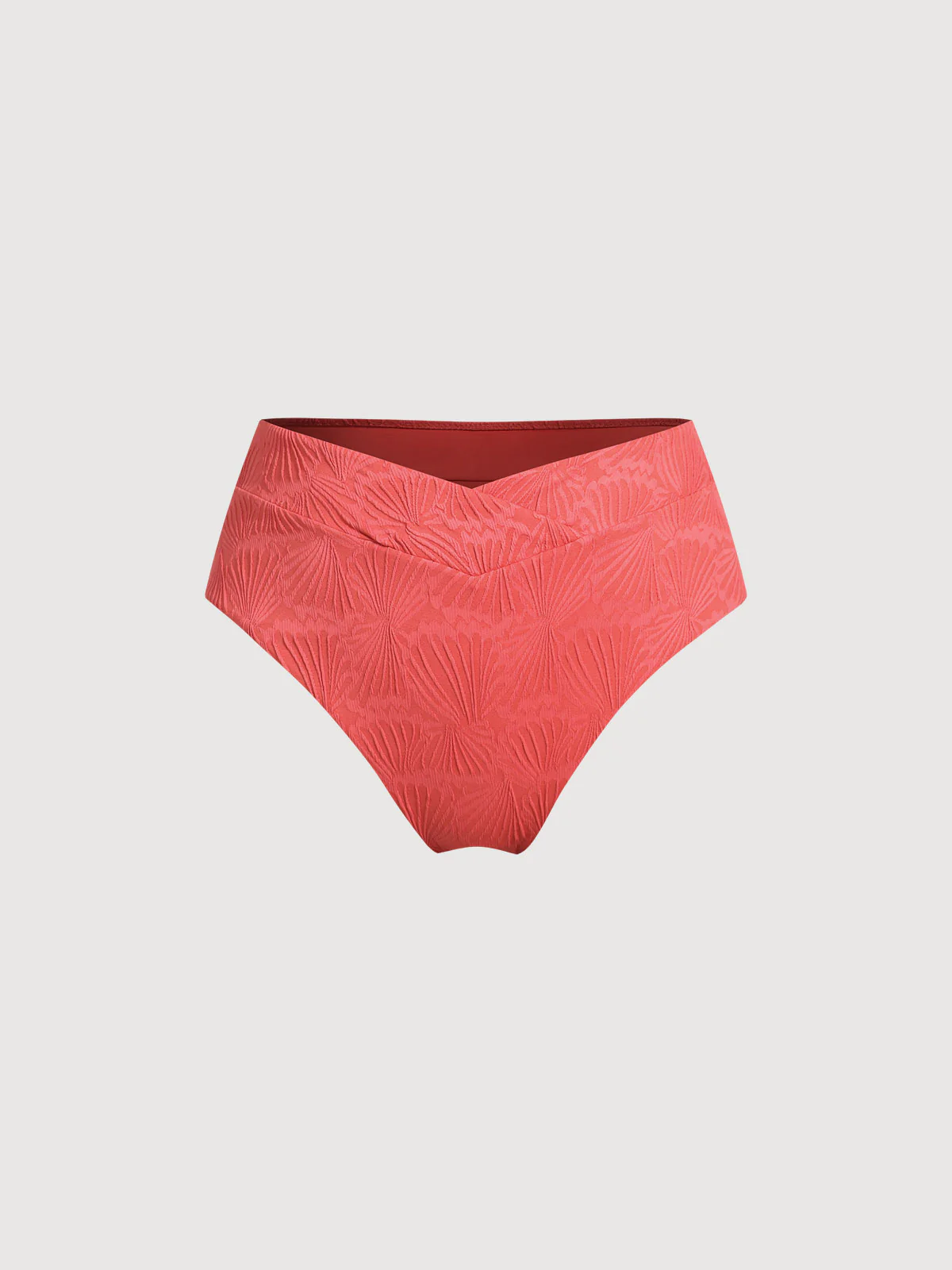Red Jacquard V Cut Plus Size Bikini Bottom