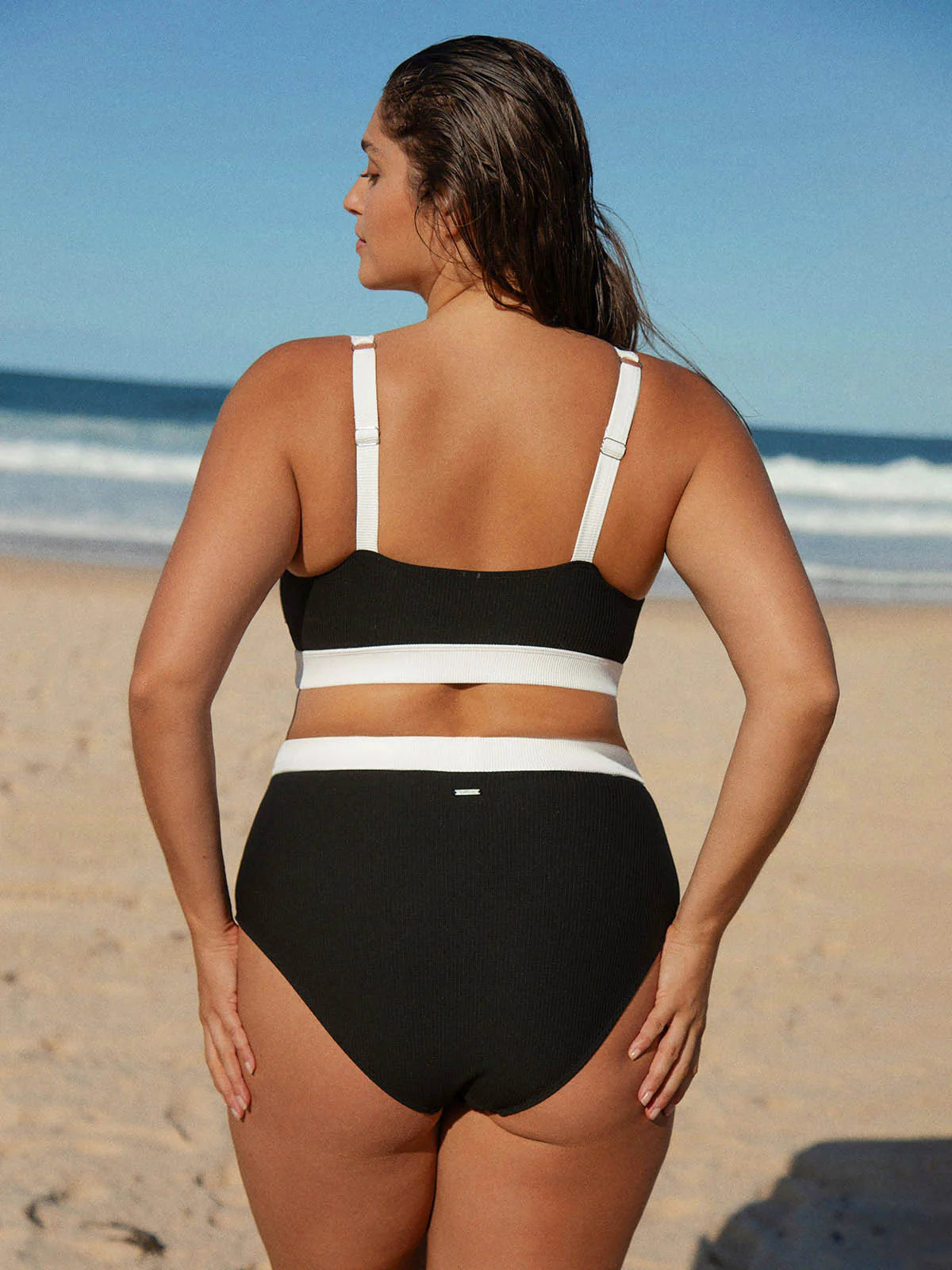 Contrast Trim Plus Size Bikini Bottom