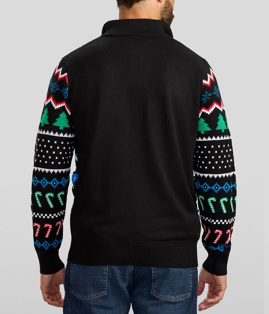 Men's Fair Isle Rudolph Light Up Christmas Cardigan Sweater