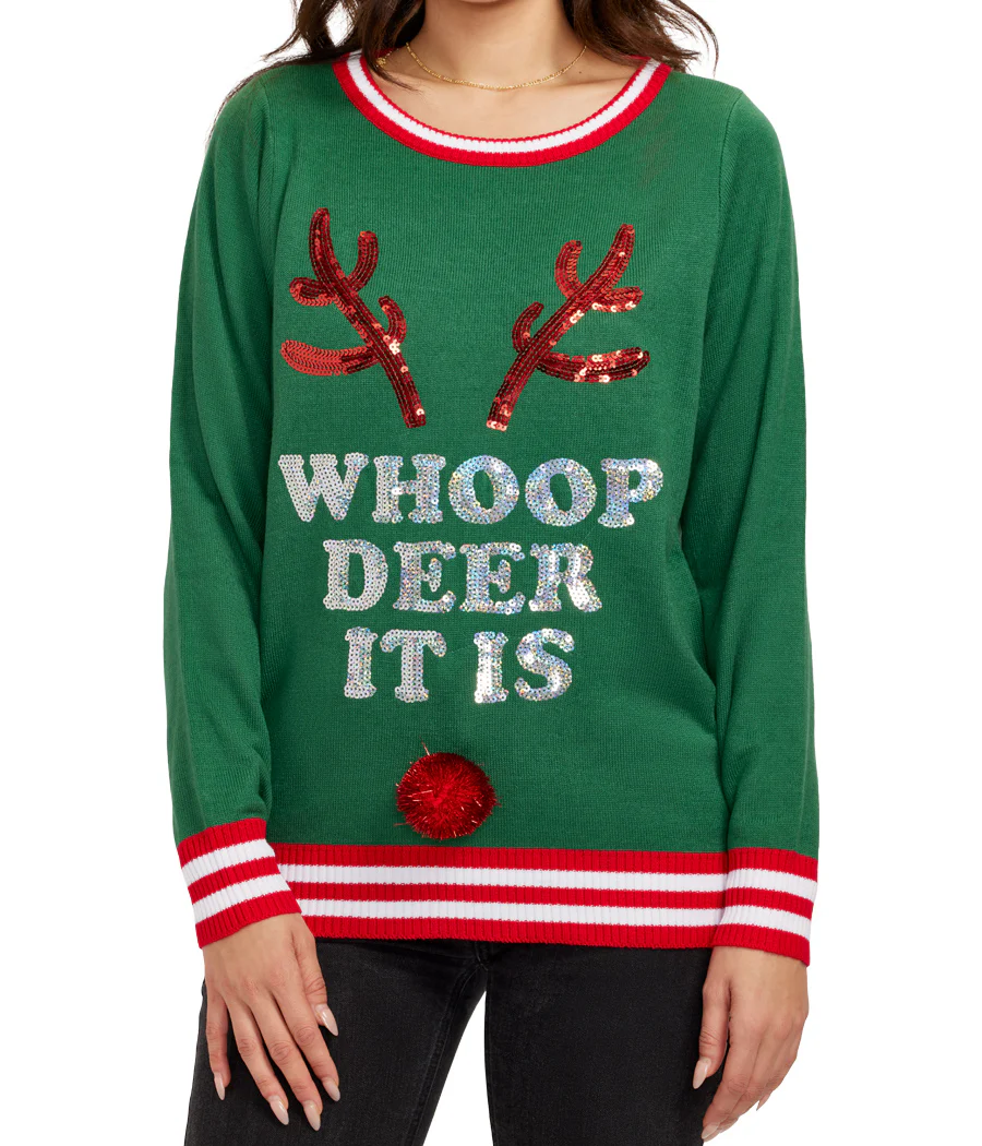Women's Whoop Deer It Is Ugly Christmas Sweater