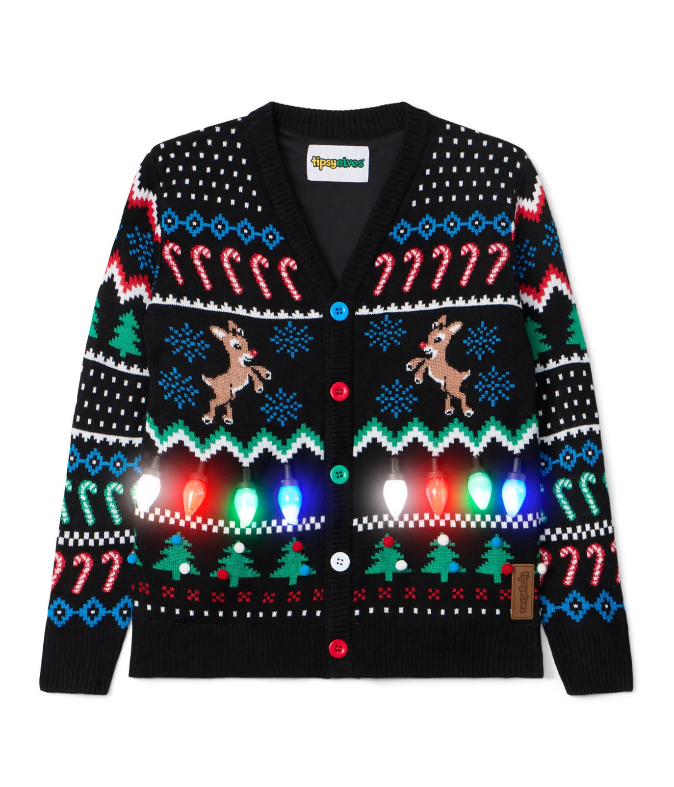 Matching Fair Isle Rudolph Light Up Family Cardigan Sweaters
